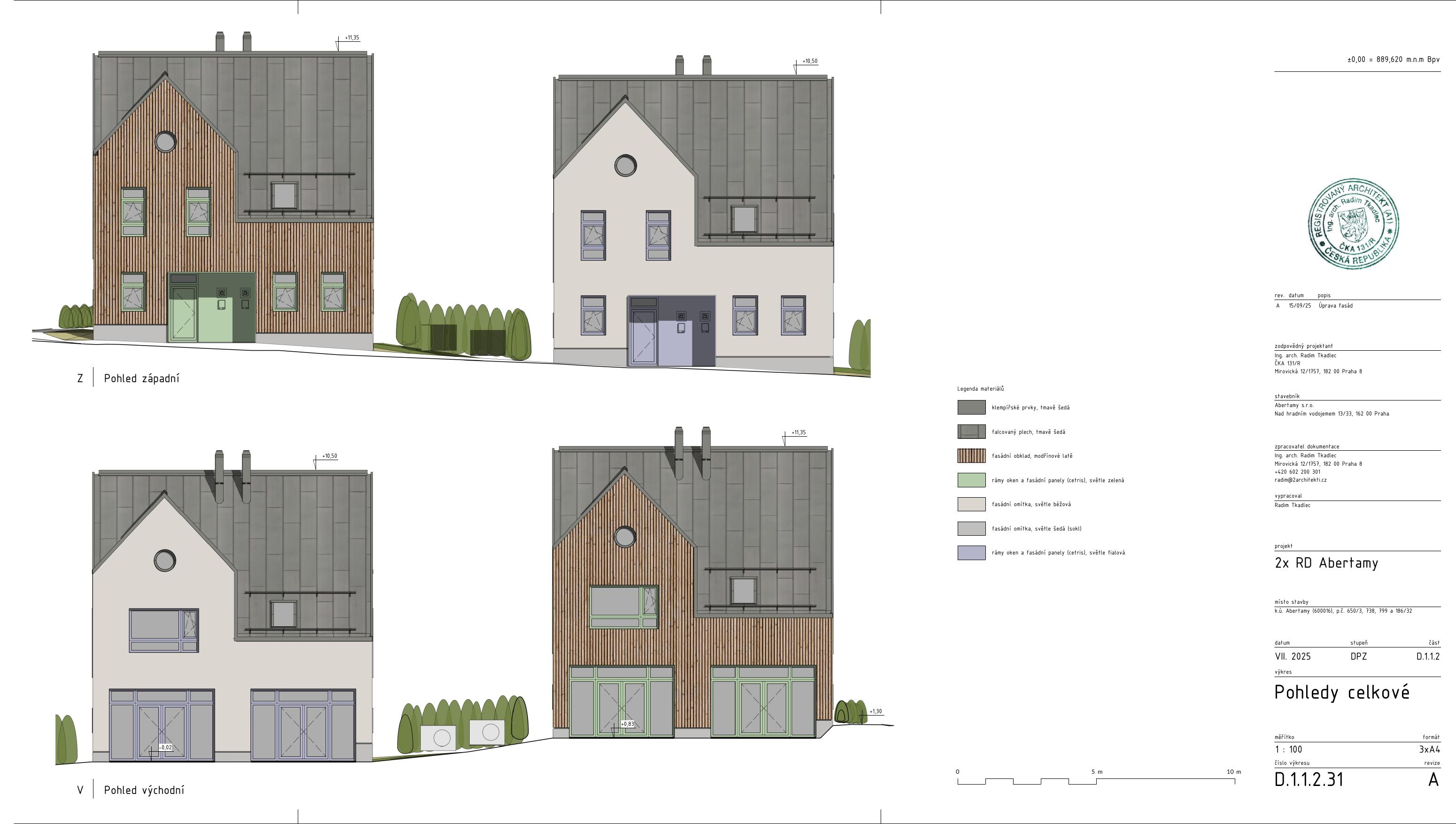 Architektonické pohledy — výkres, celkové pohledy